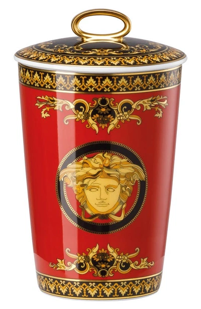 Shop Versace Medusa Lidded Votive In Red