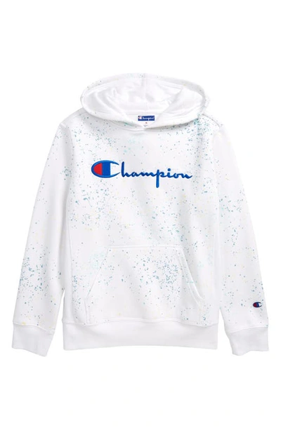Shop Champion Kids' Paint Splatter Logo Hoodie In White