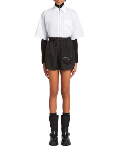 Shop Prada Re-nylon Shorts With Pouch In Black