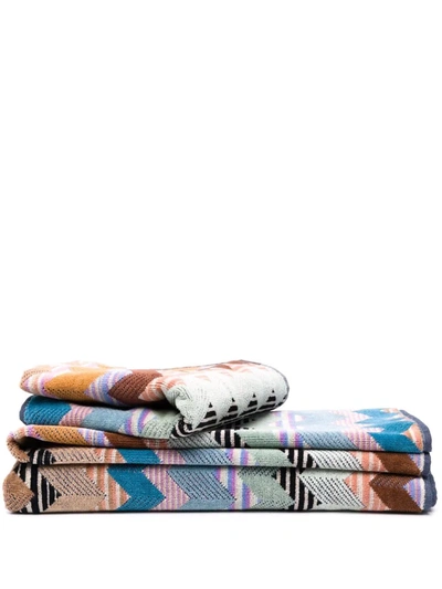 Shop Missoni Two-piece Alfred Zigzag Towels In Braun