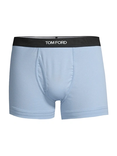 Shop Tom Ford Stretch-cotton Logo Boxer Briefs In Pale Blue