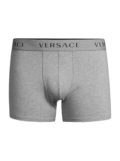 Shop Versace Logo Trunks In Grey