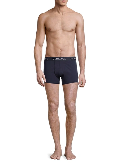 Shop Versace Logo Trunks In Grey