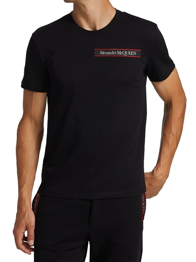 Shop Alexander Mcqueen Men's Logo Tape T-shirt In Black Mix
