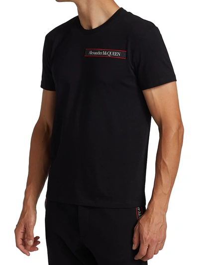 Shop Alexander Mcqueen Men's Logo Tape T-shirt In Black Mix