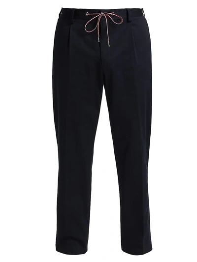 Shop Moncler Drawstring Trousers In Navy