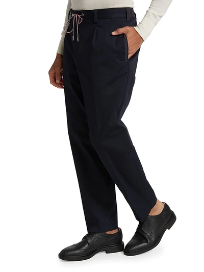 Shop Moncler Drawstring Trousers In Navy