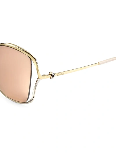 Shop Cartier Women's 61mm Square Sunglasses In Gold