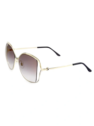 Shop Cartier Women's 60mm Round Sunglasses In Gold