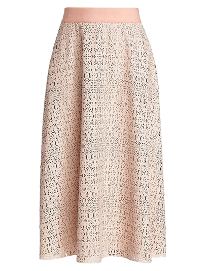 Shop Alice And Olivia Sosie Vegan Leather Midi Skirt In Blush