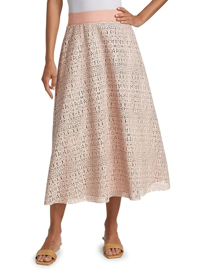 Shop Alice And Olivia Sosie Vegan Leather Midi Skirt In Blush