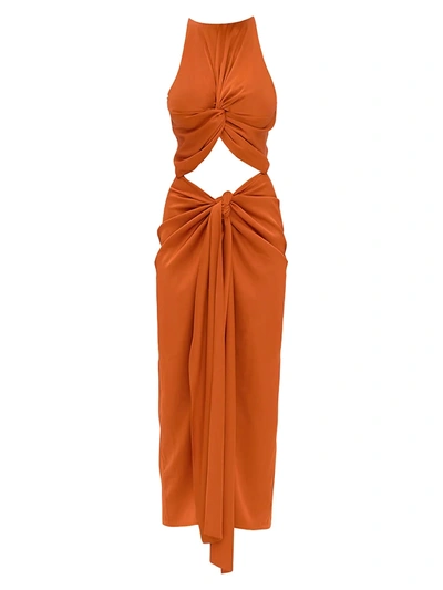 Shop Andrea Iyamah Women's Reni Midi Dress In Burnt Orange