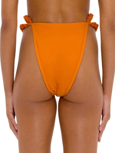 Shop Andrea Iyamah Mulan Ruffle Bikini Bottom In Burnt Orange