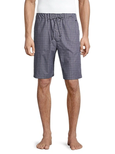 Shop Hanro Men's Woven Cotton Shorts In Grey Check
