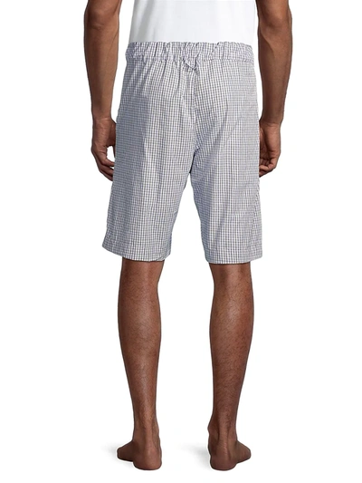 Shop Hanro Men's Woven Cotton Shorts In Grey Check