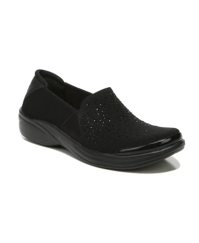 Bzees Poppyseed Womens Slip On Comfort Casual And Fashion Sneakers In Black Rhinestone Fabric