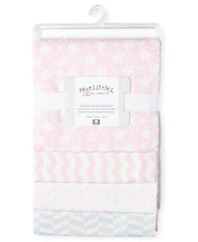 Shop Tendertyme Baby Boys Stars Waves Flannel Receiving Blankets, Pack Of 4 In Pink