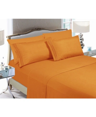 Shop Elegant Comfort Luxury Soft Solid 4 Pc. Sheet Set, California King In Orange