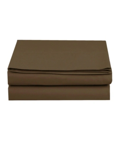 Shop Elegant Comfort Silky Soft Flat Sheet, Full In Brown