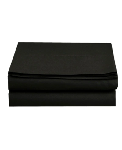 Shop Elegant Comfort Silky Soft Flat Sheet, Full In Black