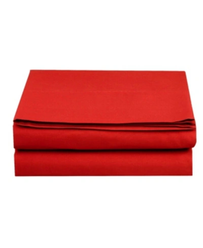 Shop Elegant Comfort Silky Soft Flat Sheet, Full In Red