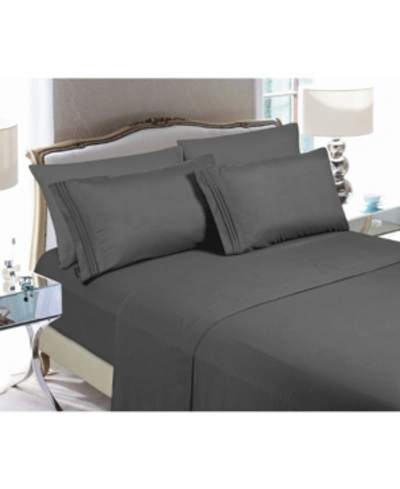 Shop Elegant Comfort Luxury Soft Solid 6 Pc. Sheet Set, King In Grey
