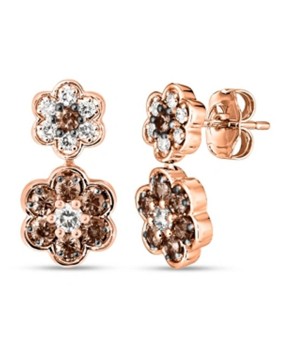 Shop Le Vian Chocolate Diamond & Vanilla Diamond (7/8 Ct. T.w.) Drop Earrings In 14k Rose, Yellow Or White Gold In Rose Gold