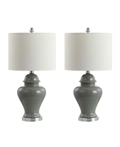 Shop Jonathan Y Qin Classic Cottage Led Table Lamp, Set Of 2 In Gray