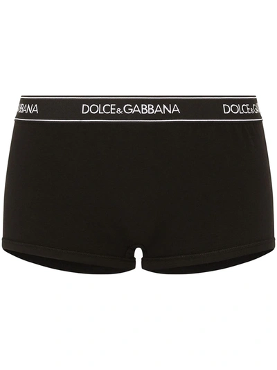 Shop Dolce & Gabbana Logo-waistband Jersey Shorts In Black