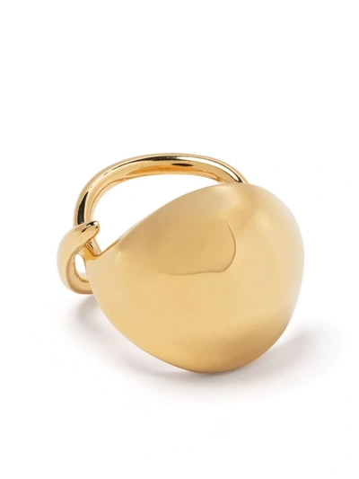 Shop Bottega Veneta Sculptured Silver Ring In Gold