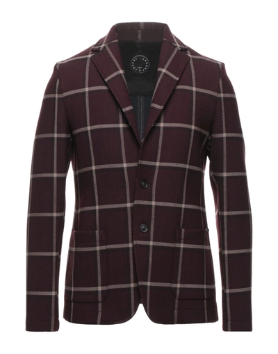 Shop T-jacket By Tonello Suit Jackets In Maroon