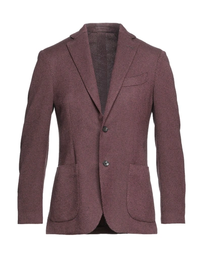 Shop Lardini Suit Jackets In Maroon
