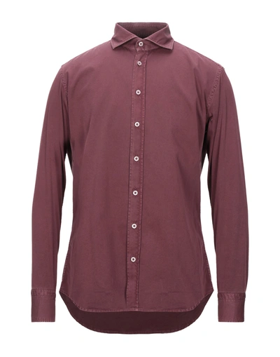 Shop Bastoncino Man Shirt Burgundy Size 15 Cotton In Red