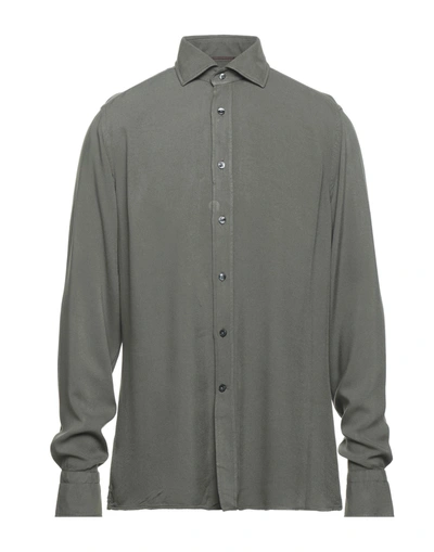 Shop Tintoria Mattei 954 Man Shirt Military Green Size 15 ¾ Viscose