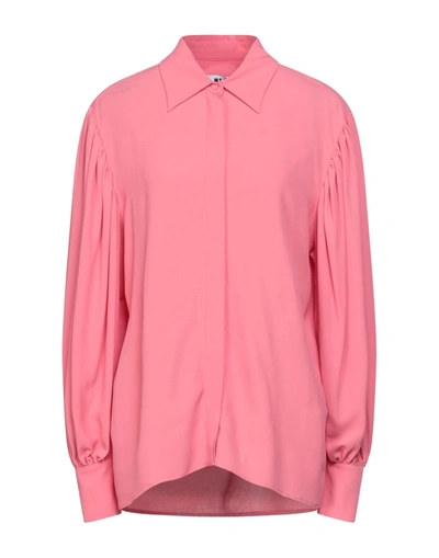 Shop Msgm Woman Shirt Pink Size 8 Acetate, Silk