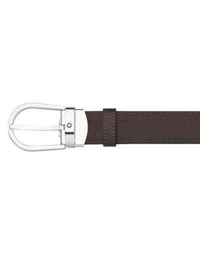 Shop Montblanc Horseshoe Shiny Stainless Steel Pin Buckle Belts Belt Black Size Onesize Calfskin, Stainle