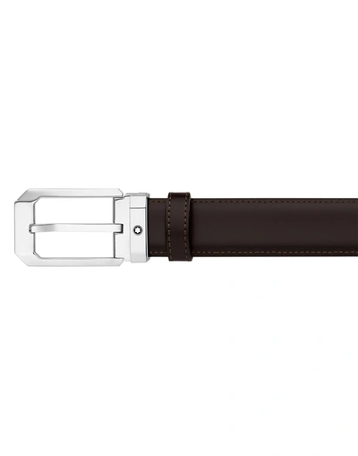 Shop Montblanc Rectangular Shiny Stainless Steel Pin Buckle Belt Belt Black Size Onesize Calfskin, Stainl