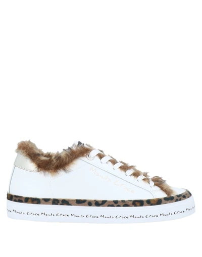 Shop Manila Grace Woman Sneakers White Size 6 Soft Leather, Textile Fibers
