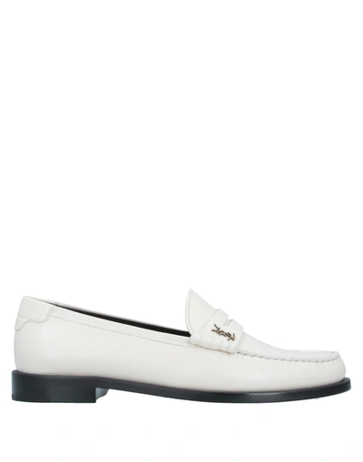 Shop Saint Laurent Loafers In Ivory