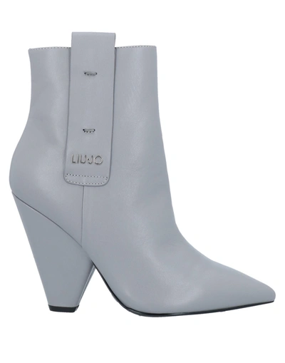 Shop Liu •jo Woman Ankle Boots Grey Size 5 Soft Leather