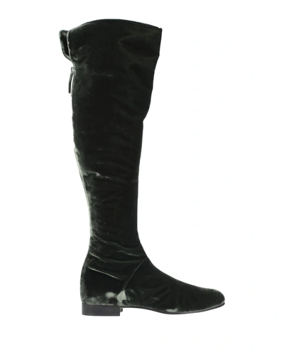 Shop Alberta Ferretti Knee Boots In Military Green