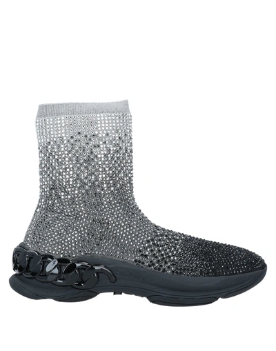 Shop Casadei Woman Ankle Boots Grey Size 6 Textile Fibers