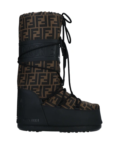 Fendi Printed Shell And Rubber Snow Boots In Brown | ModeSens