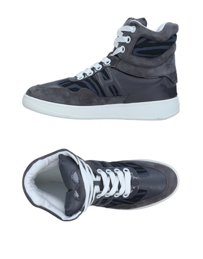 Shop Katie Grand Loves Hogan Woman Sneakers Lead Size 6 Leather, Textile Fibers In Grey