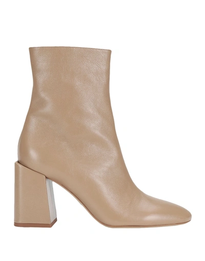 Furla Block Ankle Boot T.80 Woman Ankle Boots Sand Size 7 Soft Leather In Beige