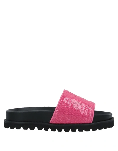 Shop Alberta Ferretti Woman Sandals Fuchsia Size 7 Soft Leather, Textile Fibers In Pink