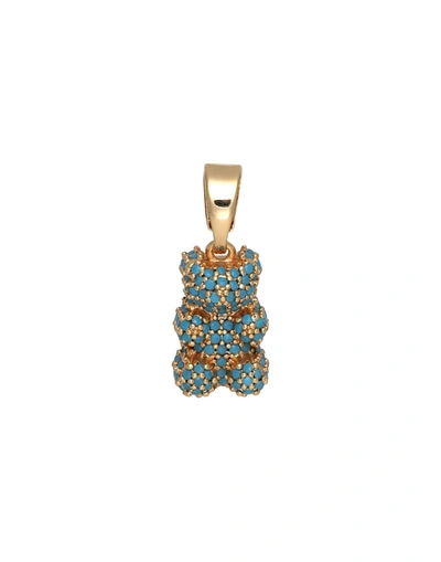 Shop Crystal Haze Pave Nostalgia Bear Woman Pendant Azure Size - Brass, 18kt Gold-plated, Resin, Cubic Zi In Blue