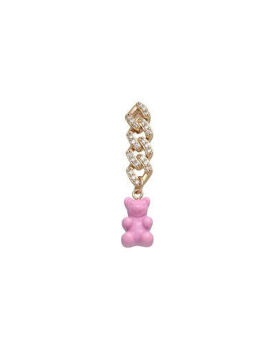 Shop Crystal Haze Nostalgia Earring Woman Single Earring Pink Size - Brass, 18kt Gold-plated, Resin, Cubi