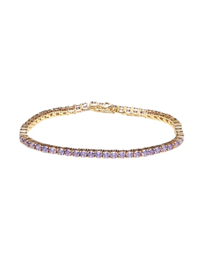 Shop Crystal Haze Serena Bracelet Woman Bracelet Purple Size - Brass, 18kt Gold-plated, Cubic Zirconia