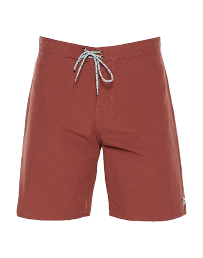 Shop Mollusk Beach Shorts And Pants In Brick Red